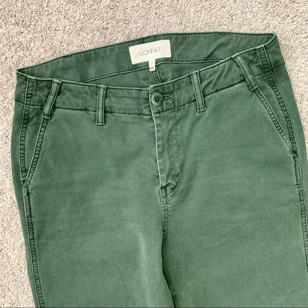 THE GREAT. Green Ankle Cropped Pants - Picture 3 of 6